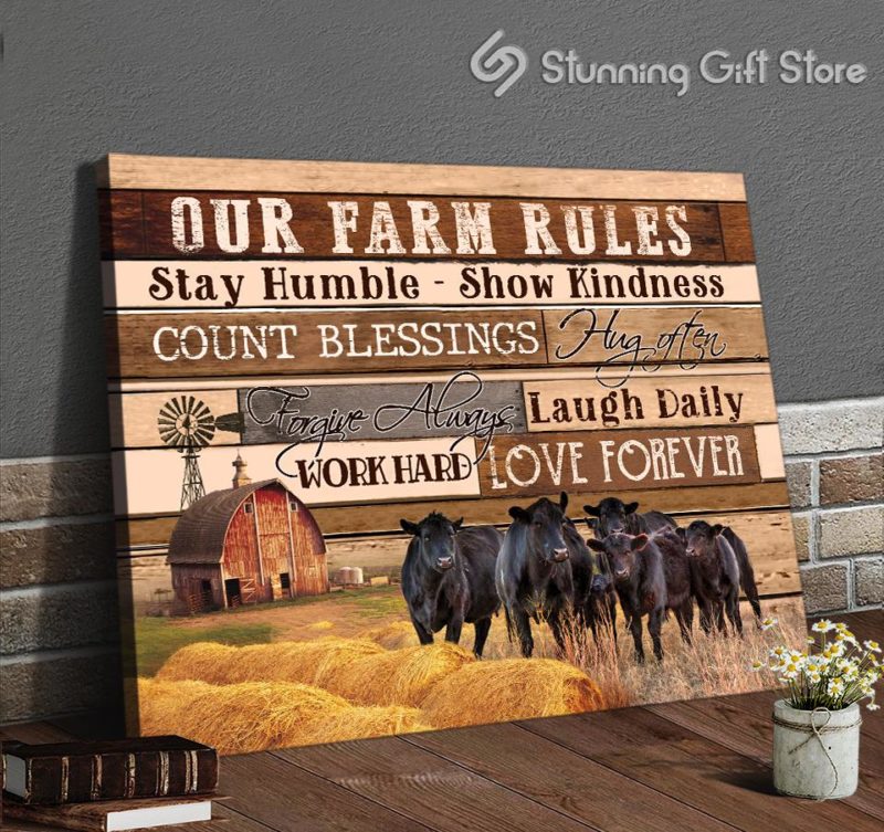 Black Angus Cattle Poster Canvas Wall Decor Gift Idea For Farmhouse ...