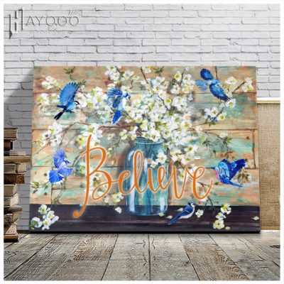Blue Jay Bird Canvas Believe