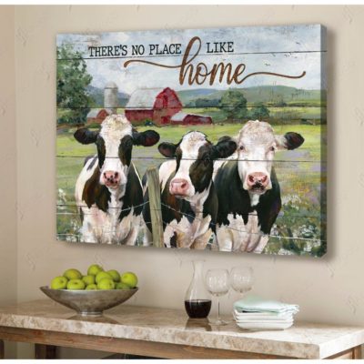 Hayooo There'S No Place Like Home Cows And Farmhouse Canvas Wall Art Decor