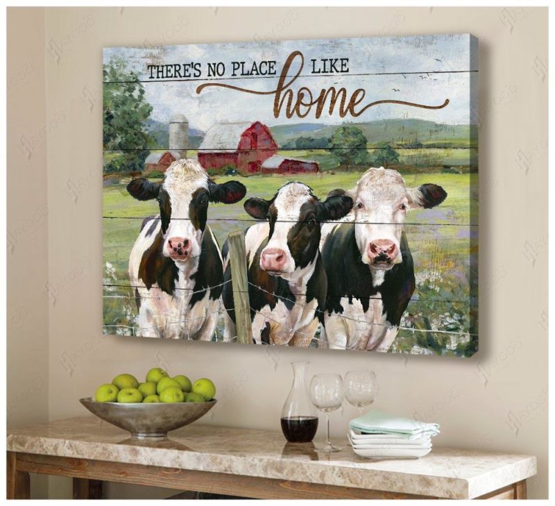 Hayooo There'S No Place Like Home Cows And Farmhouse Canvas Wall Art Decor