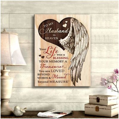 Zalooo To My Husband In Heaven Angel Wings Wall Art Canvas