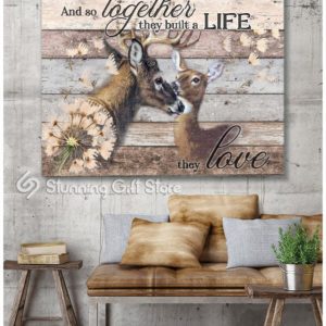 Stunning Gift Deer Canvas And So Together They Built The Life They Love Gift Idea For Married Couple