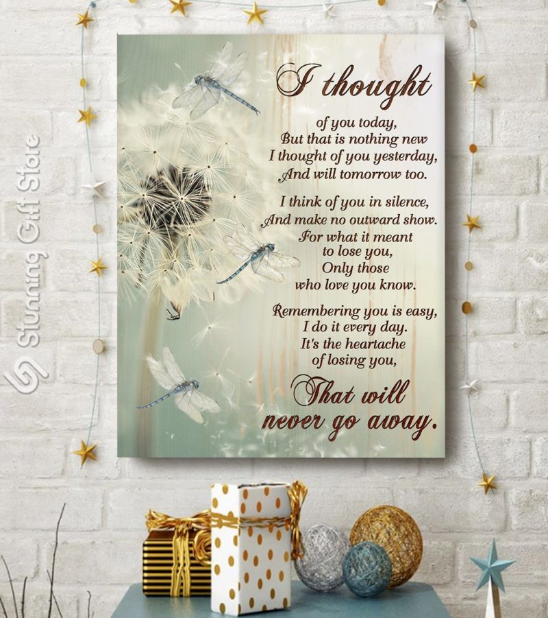 Dragonfly Dandelion Sympathy Memorial I Thought Of You Today Poster ...