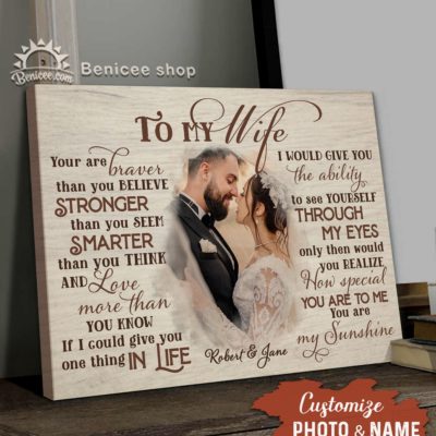 Benicee Top 3 Custom Photo And Name Anniversary Gifts Wall Art Canvas - To My Wife You Are My Sunshine