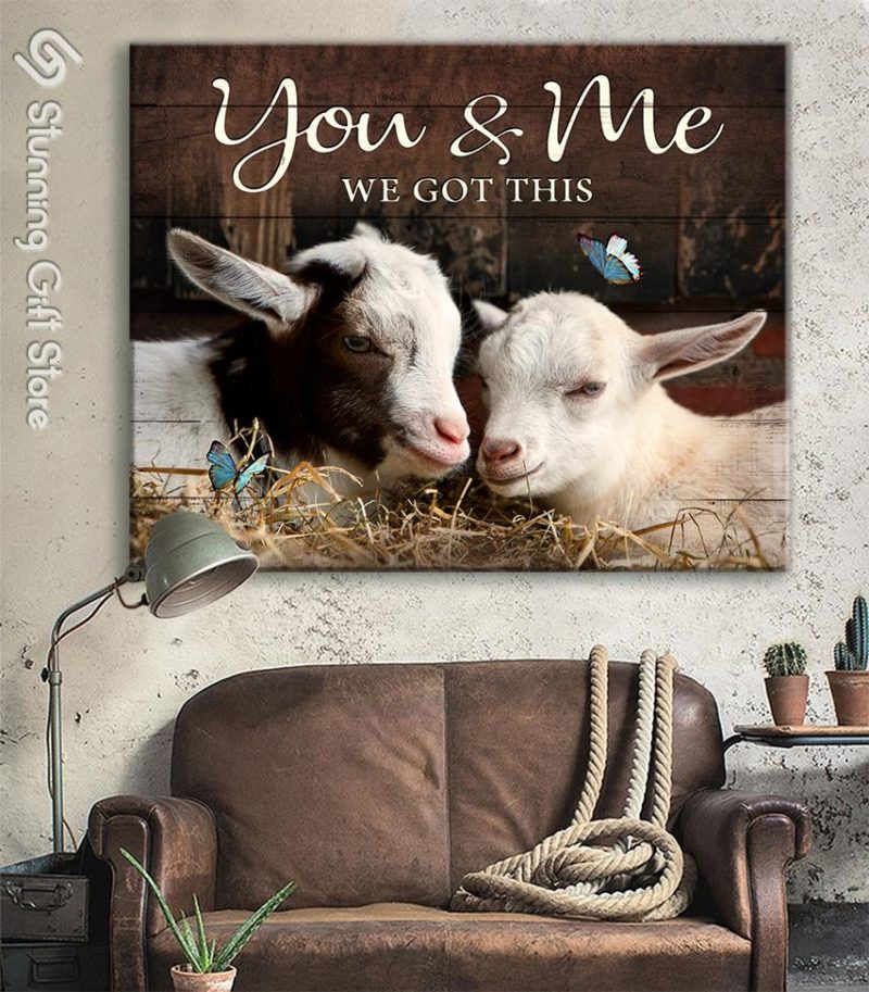 Stunning Gift Goat Canvases Farmhouse Art Wall Decor Gift Idea For Married Couple - You And Me We Got This Ver 3