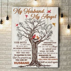 Zalooo My Husband My Angel Cardinal Wall Art Canvas