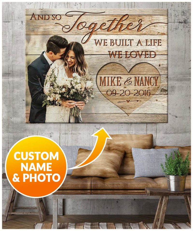 Zalooo And So Together Personalized Name And Photo Wedding Wall Art Canvas