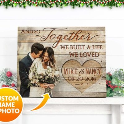 Zalooo And So Together Personalized Name And Photo Wedding Wall Art Canvas