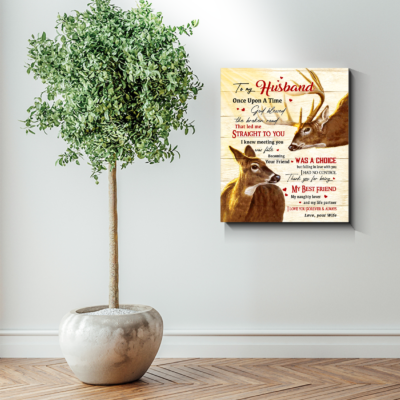 Stunning Gift Buck And Doe Canvas To My Husband God Blessed The Broken Road Ver2 Couple Wall Art Wall Decor Wedding Anniversary Gift
