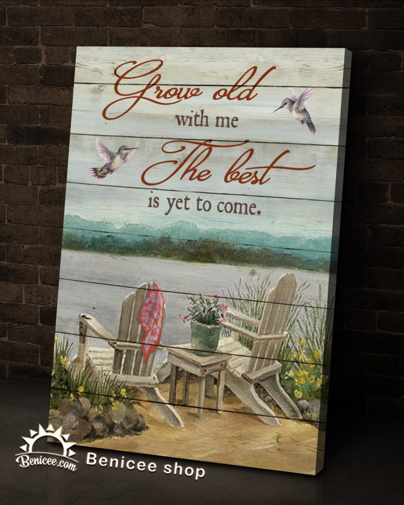 Benicee Ocean Grow Old With Me Couple Chair Wall Art Canvas