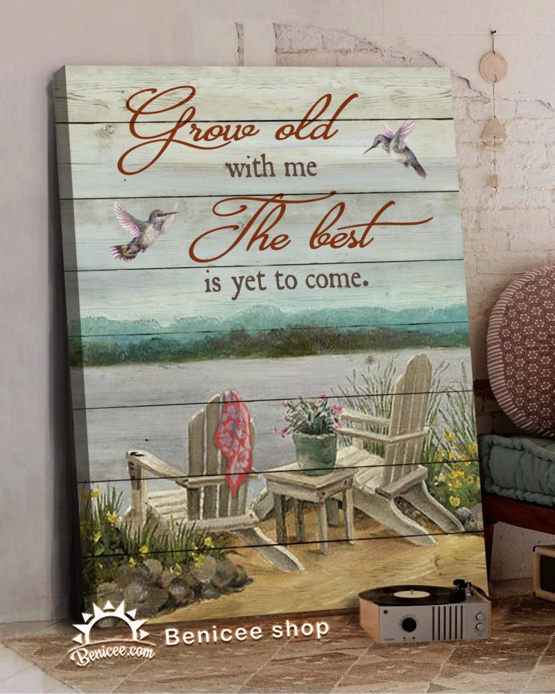 Benicee Ocean Grow Old With Me Couple Chair Wall Art Canvas