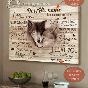 Benicee Custom Name Family Couple, Husband And Wife, Wolf Signs, Wood Wall Art Canvas