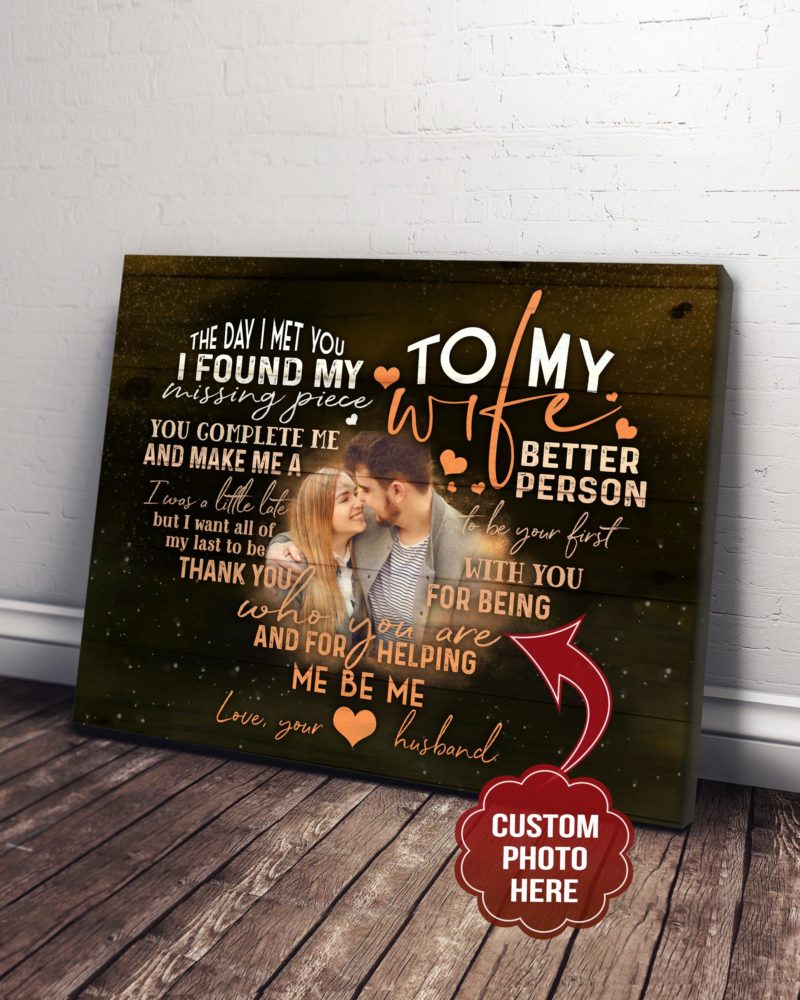 Benicee Custom Photo And Name To My Wife You Are Missing Piece Wall Art Canvas