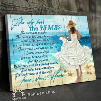 Benicee Ocean She Who Loves The Beach Girl On Beach Wall Art Canvas