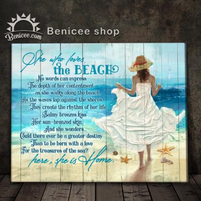 Benicee Ocean She Who Loves The Beach Girl On Beach Wall Art Canvas