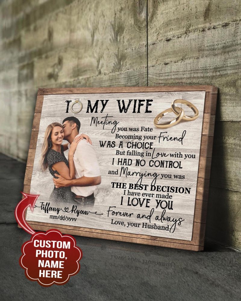 Benicee Custom Photo And Name Family Tmw Couple Rings Wall Art Canvas