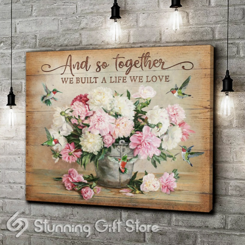 Stunning Gift Hummingbird Canvas We Built The Life We Love Wall Art Wall Decor Gift Idea For Couple