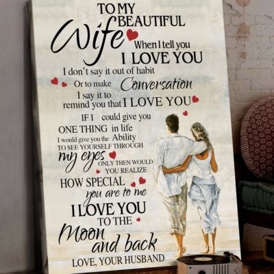 Benicee Top 15 Gifts For Loved One Wall Art Canvas - To My Wife I Love You To The Moon And Back