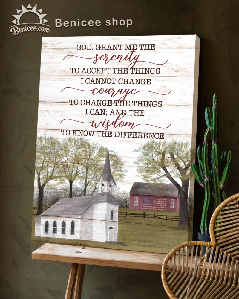 Benicee Farming God, Grant Me The Serenity Farmhouse Signs, Church Signs Wall Art Canvas