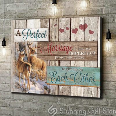 Stunning Gift Buck And Doe Canvas A Perfect Marriage Wall Art Wall Decor Gift Idea For Couple Wedding Anniversary