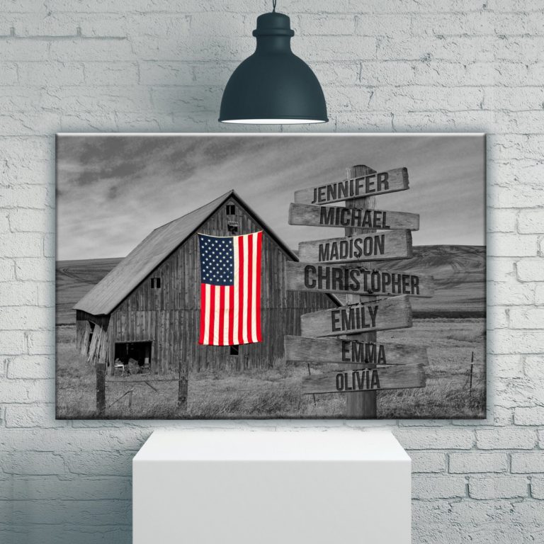 American Barn Multi-Names Premium Canvas