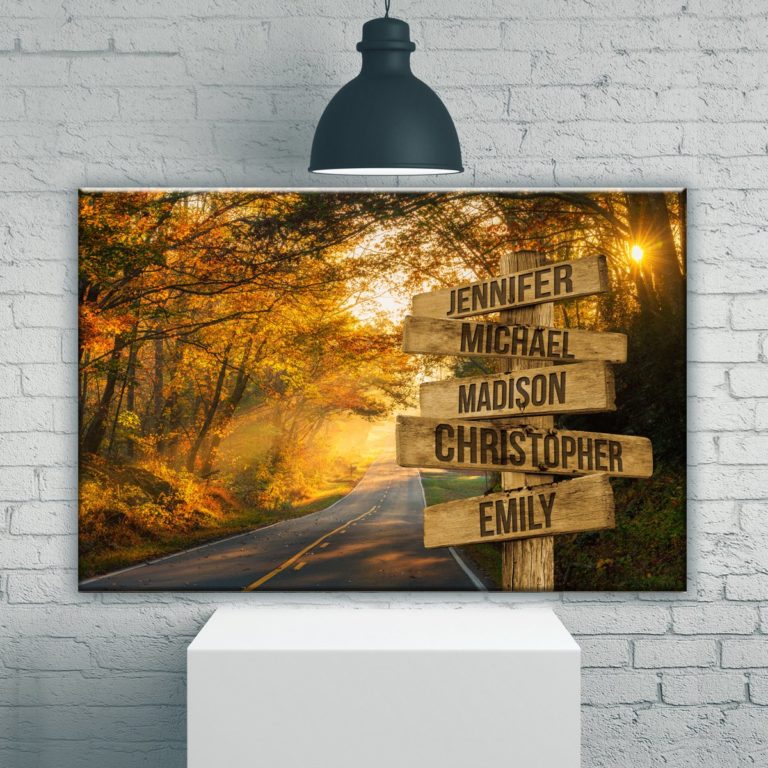 Autumn Road Color Multi-Names Premium Canvas