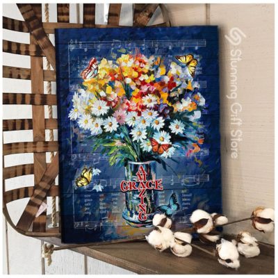Stunning Gift Top 5 Beautiful Canvases Butterfly Jesus Music Art Wall Decor - Butterflies And Flower Vase - Amazing Grace