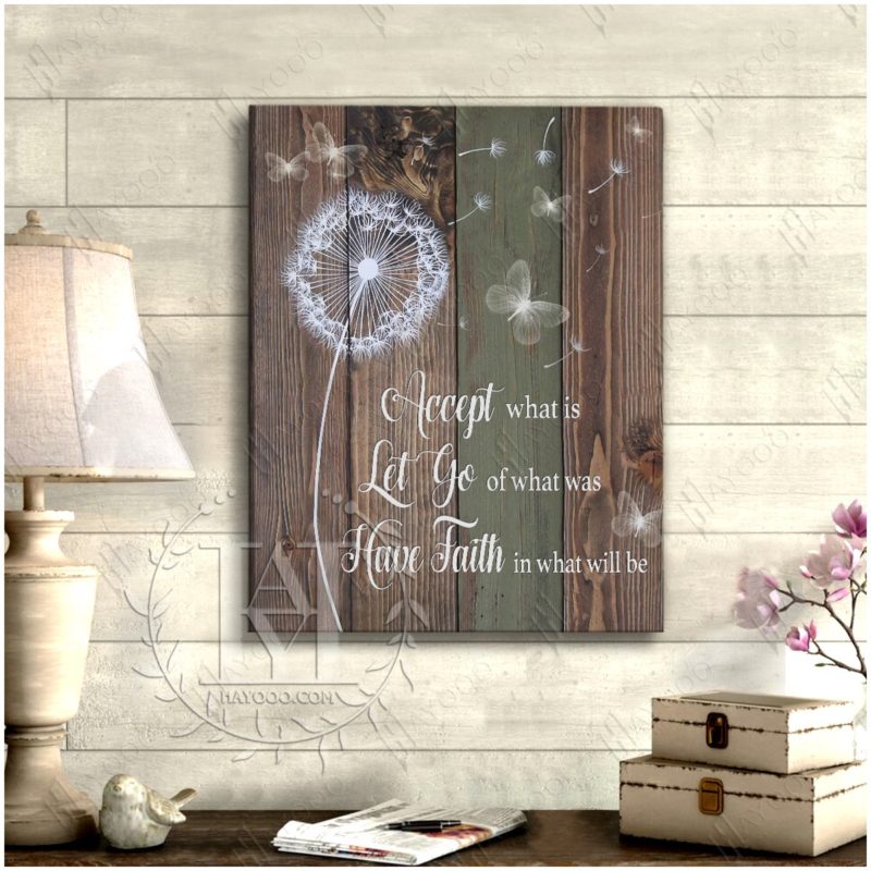 Beautiful Butterfly Dandelion Rustic Wood Poster Canvas Wall Art Home