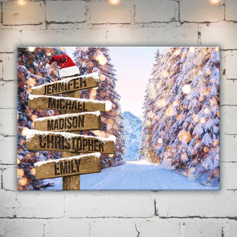 Christmas Tree Road Multi-Name Premium Canvas
