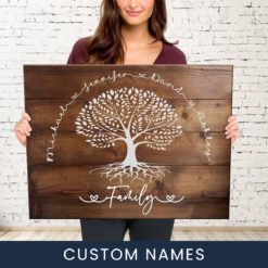 Family Tree Wood-Inspired Premium Canvas