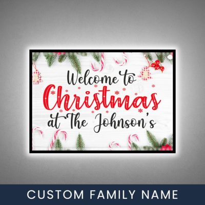 Christmas At Family Name Premium LED Canvas
