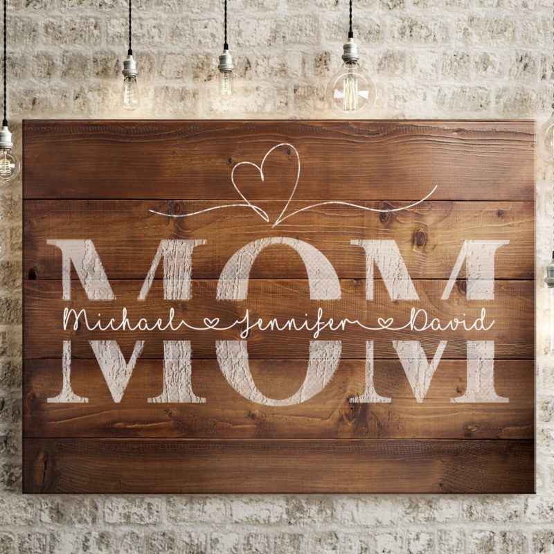 Mom Names Wood-Inspired Poster Canvas - Art Hoodie