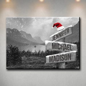 Mountain Range Christmas Multi-Names Premium Canvas