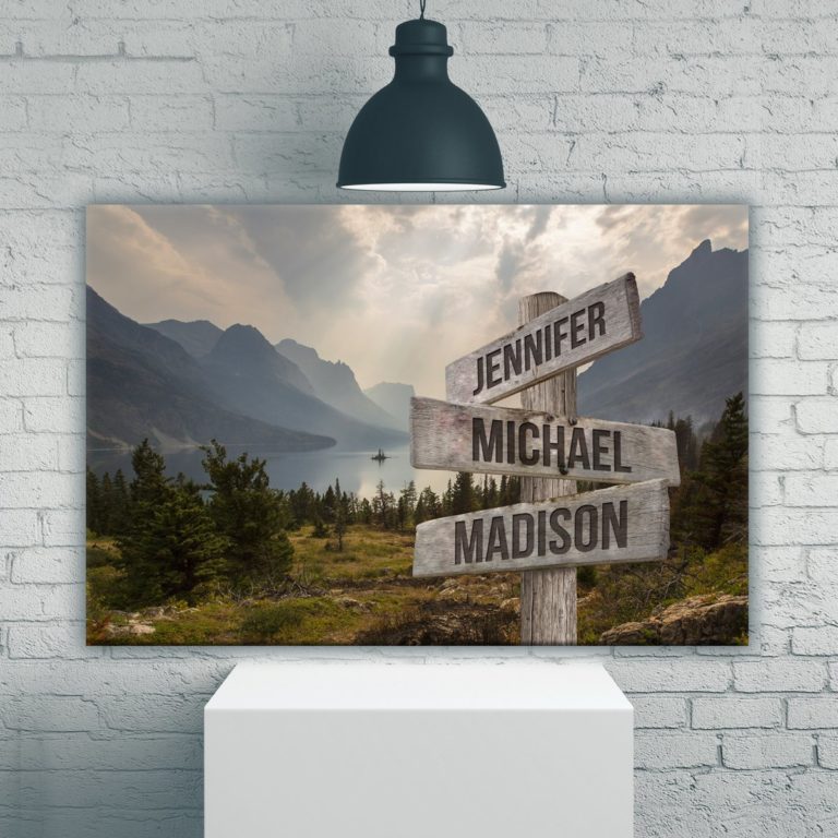 Mountain Range Color Multi-Names Premium Canvas