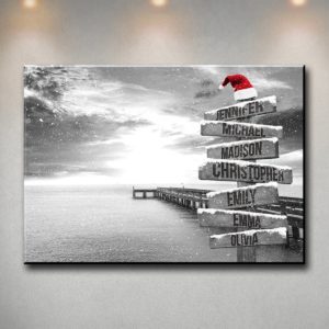 Ocean Dock Christmas Multi-Names Premium Canvas