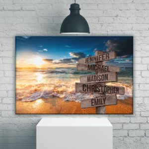 Ocean Sunset Color Multi-Names Premium Canvas