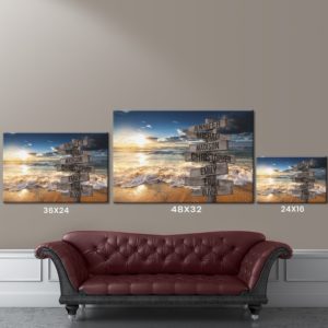 Ocean Sunset Color Multi-Names Premium Canvas