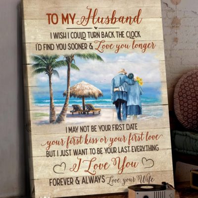 Benicee Ocean Family To My Husband Walking On The Beach Wall Art Canvas