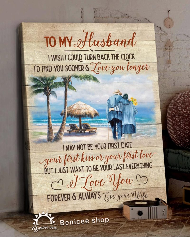 Benicee Ocean Family To My Husband Walking On The Beach Wall Art Canvas