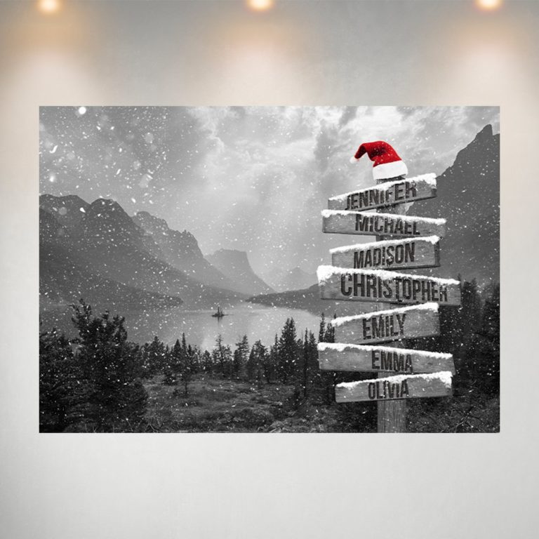 Mountain Range Christmas Multi-Names Premium Photo Print