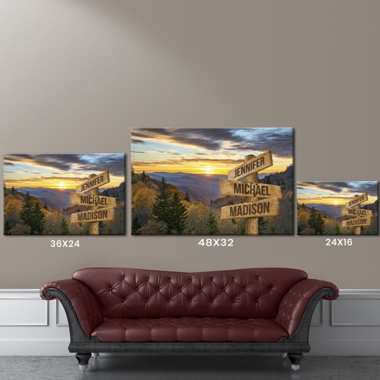 Smoky Mountains Color Multi-Names Premium Canvas