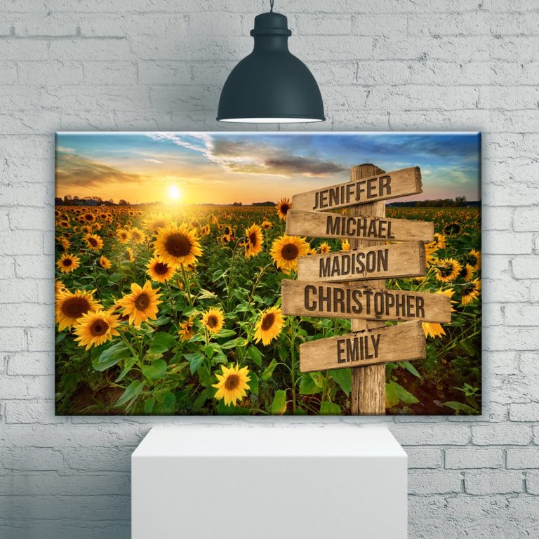 Sunflower Field Color Multi-Names Premium Canvas