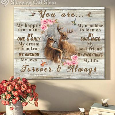 Stunning Gift Buck And Doe Canvas Couple Gift Idea Wedding Anniversary You Are Forever And Always Wall Art Wall Decor