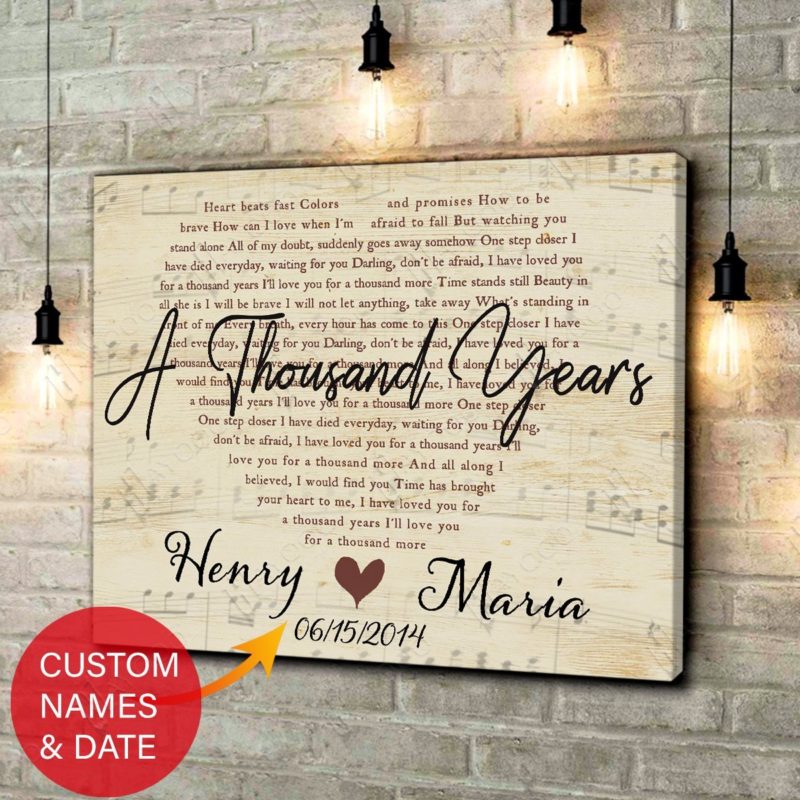 Hayooo Custom Wedding Anniversary Gift Canvas Personalised Wedding Names And Date Wall Art Decor