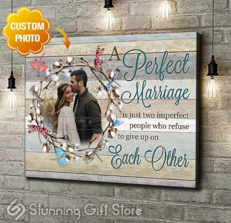 Stunning Gift Custom Photo Canvas Wedding Anniversary Gift Idea For Couple A Perfect Marriage Dragonfly Wall Art Wall Decor