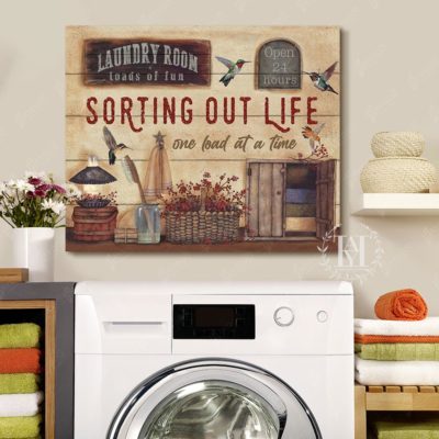 Hayooo Farmhouse Laundry Room Canvas Sorting Out Life One Load At A Time Wall Art For House Decor