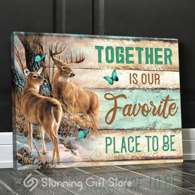 Stunning Gift Top 7 Beautiful Canvases Deer Buck And Doe Wall Art Wall Decor Gift Idea For Couple Wedding Anniversary - Together Is Our Favorite Place To Be Ver 2