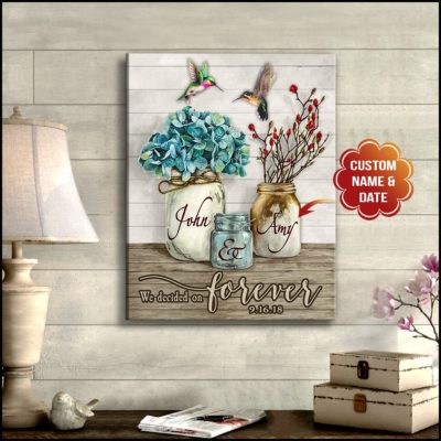 Hayooo We Decided On Forever Hummingbird Personalized Couple Name Canvas Wall Art Decor