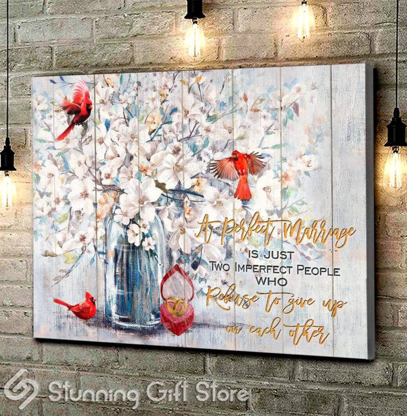 Stunning Gift Top 8 Beautiful Couple Canvases A Perfect Marriage Cardinal And Flower Wall Art Wall Decor