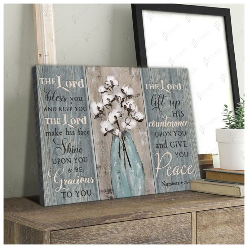 Hayooo The Lord Bless You Cotton Flowers Canvas Wall Art Decor